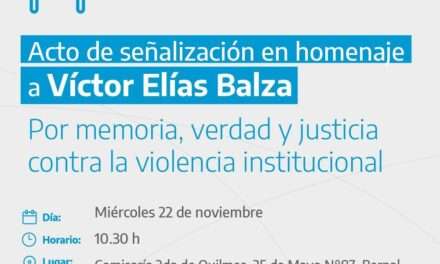 Acto señalización en homenaje a Víctor Balza, asesinado por policías de la Segunda de Bernal