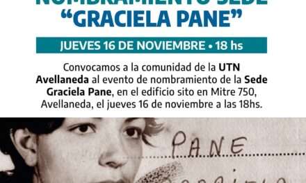 Nombran Graciela Pane a una sede de la UTN Avellaneda