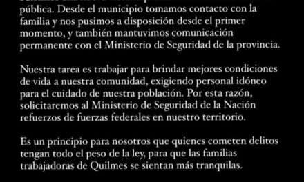 La Intendenta de Quilmes se refirió al crimen del hombre que intentaron robarle su moto en Calchaquí