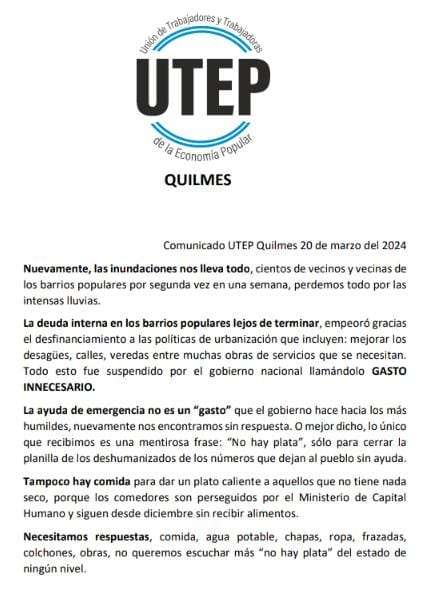 Comunicado de la UTEP