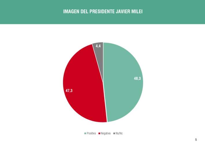 Javier Milei polariza en mitades iguales entre buena y mala imagen