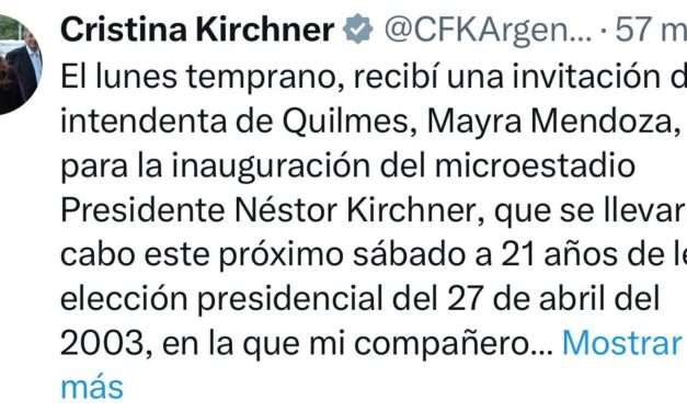 CFK aterriza en Quilmes e inaugura con Mayra el Microestadio Néstor Kirchner