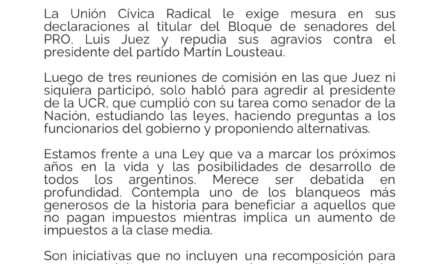 La UCR atendió duro a Luis Juez por los agravios contra su presidente Martín Lousteau