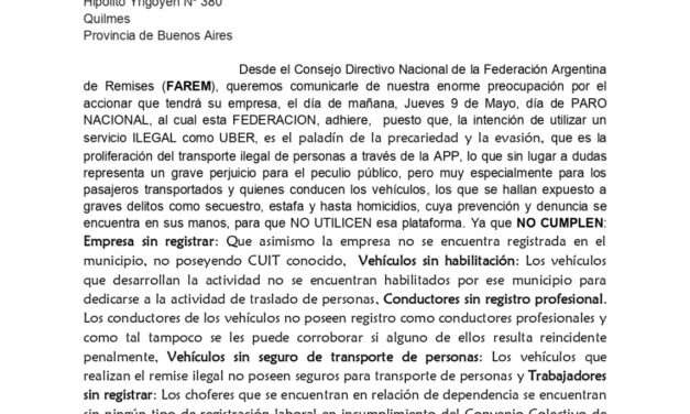 Por el paro, Coto Quilmes le pone Uber a sus trabajadores, y los Remiseros estallaron: "Ambas empresas explotan a la gente"
