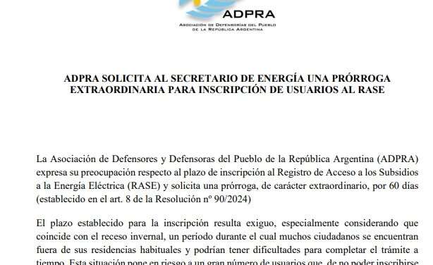 El Defensor del Pueblo de Avellaneda reclamó a Nación una prórroga para inscribir a usuarios al RASE