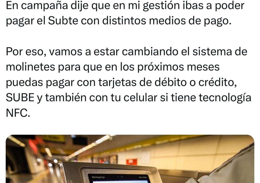 Ahora en CABA se podrá pagar el subte con celulares, tarjetas de crédito y débito