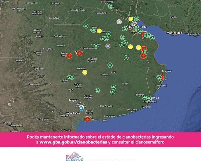 Nuevamente seis municipios bonaerenses con alerta naranja por cianobacterias