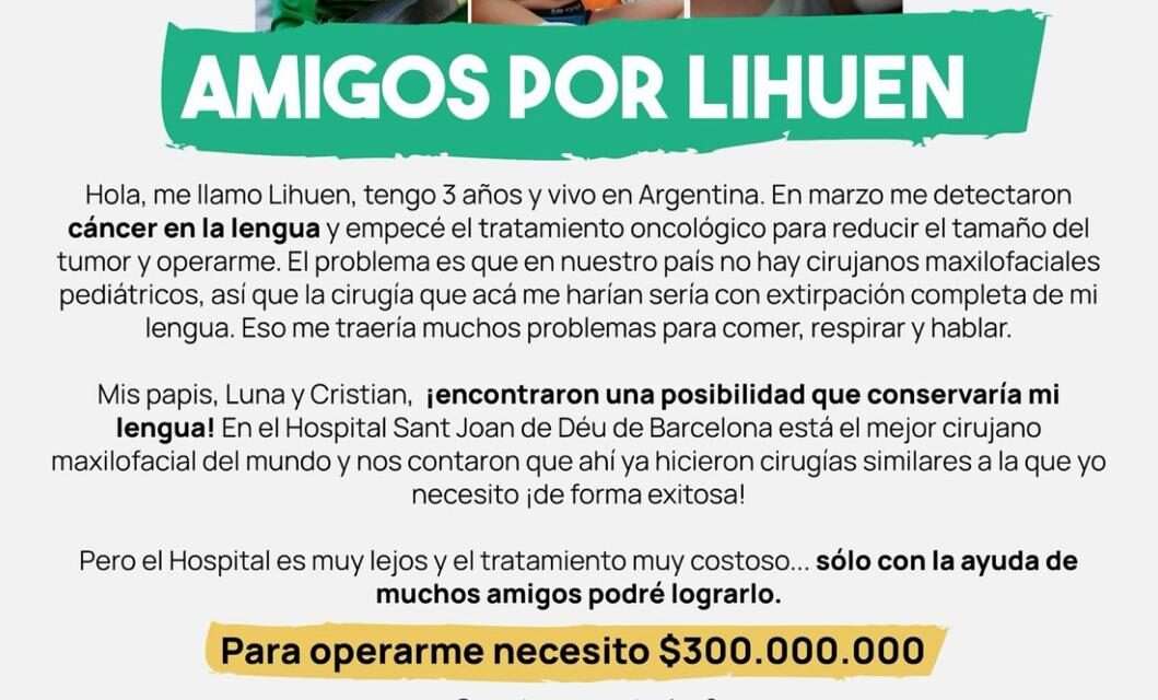 Lihuen tiene cáncer y necesita que lo ayudemos