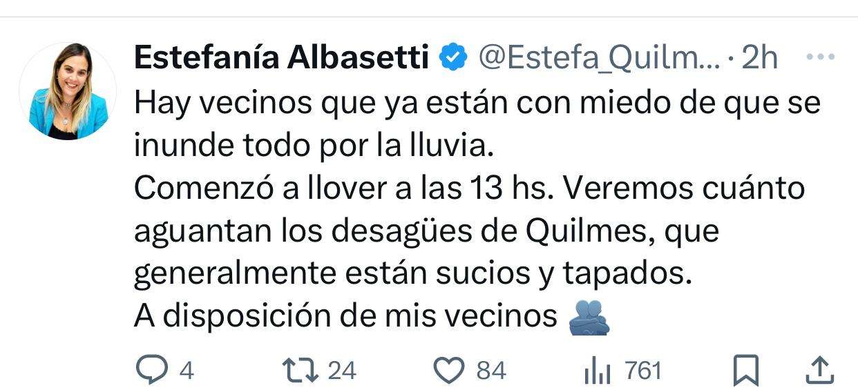 Albasetti quiere que la gente la llame cuando se están inundando