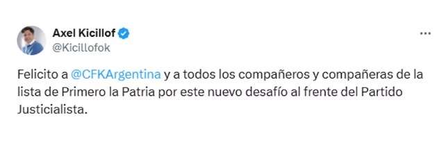 El mensaje de Axel ante la consolidación de CFK en el PJ Nacional