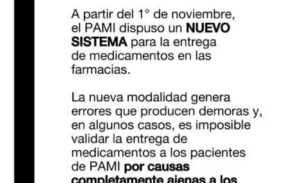 Inconvenientes en la atención de medicamentos de PAMI