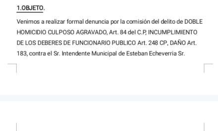 Esteban Echeverría: Una fuerte demanda judicial contra el intendente Gray por dos muertes