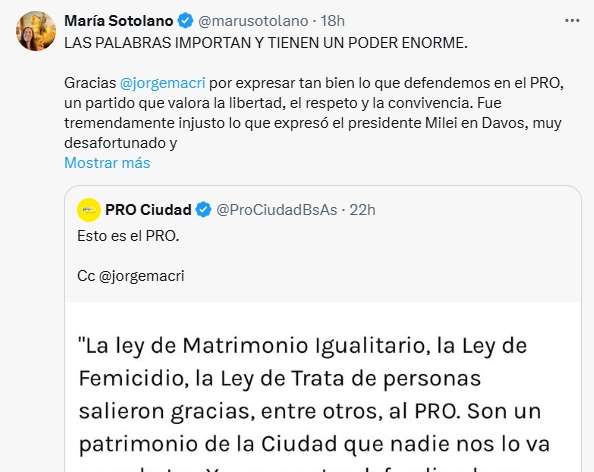 Claro mensaje de la diputada quilmeña Maru Sotolano por los dichos de Milei contra la comunidad LGTBI en Davos