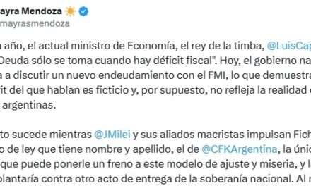 Mayra volvió a pegarle duro a Caputo, y afirmó que con “Ficha Limpia” buscan proscribir a CFK