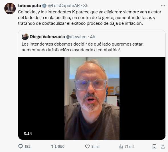 Otro capítulo por las Tasas: Caputo volvió a cargar contra los Intendentes y desde la FAM lo cruzaron