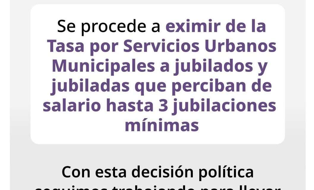 Quilmes: Eximen de tasas a jubilados hasta tres jubilaciones mínimas y siguen descuentos del 25% por pago anual