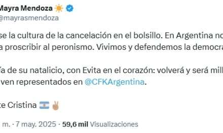 Mayra Mendoza: "En Argentina no van a volver a proscribir al peronismo"
