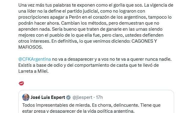 Mayra bancó a CFK y trató a Espert de “cagón” y “mafioso que viaja en aviones narcos"