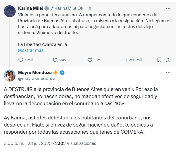 Mayra volvió a redoblar la apuesta y tildó a Karina Milei de "coimera"
