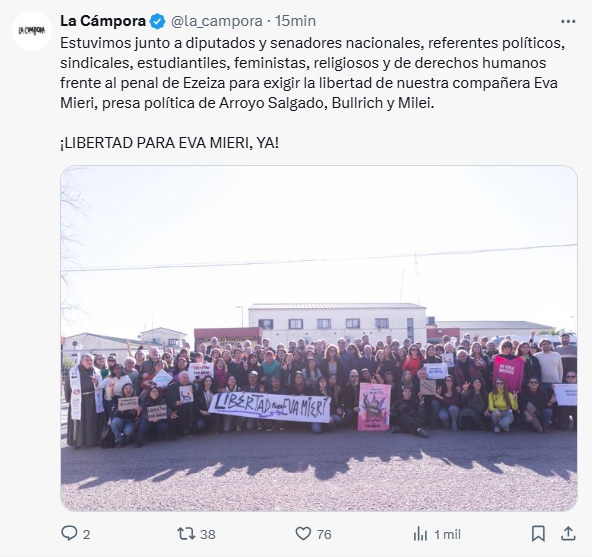 En la cárcel de Ezeiza, pidieron por la libertad de Eva Mieri