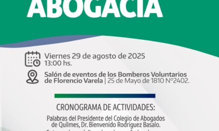 El Día del Abogado se celebrará en los Bomberos de Florencio Varela
