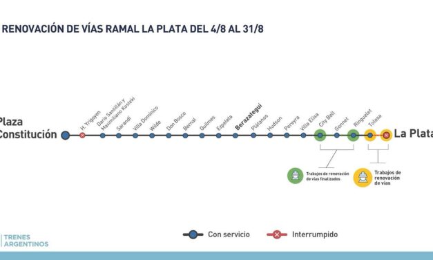 Línea Roca: Durante agosto, los trenes no llegarán a La Plata por renovación de vías