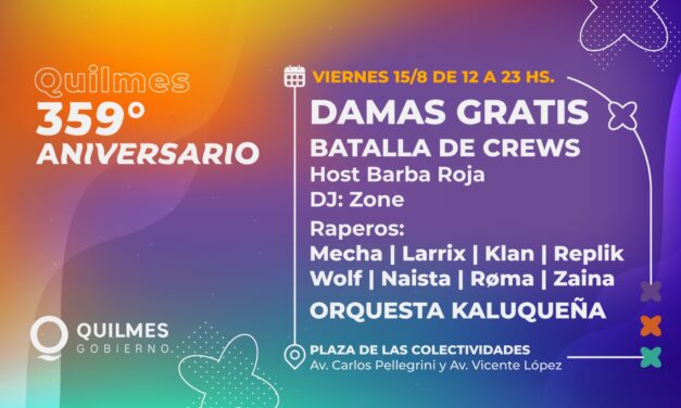 Aniversario de Quilmes con el cierre, este viernes 15, de Damas Gratis