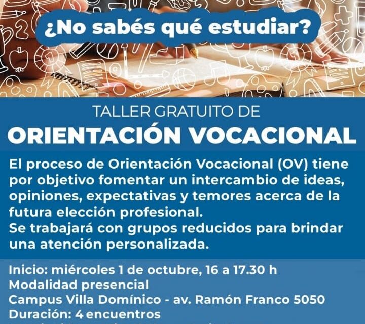 Se realizará un nuevo taller gratuito de Orientación Vocacional en la UTN Avellaneda