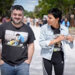 Mayra recorrió nuevas obras de asfalto en La Florida con Tignanelli