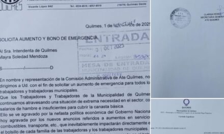 ATE Quilmes solicita aumento de emergencia y bono para los trabajadores municipales