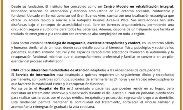INAR – 35 años acompañando la rehabilitación neurológica