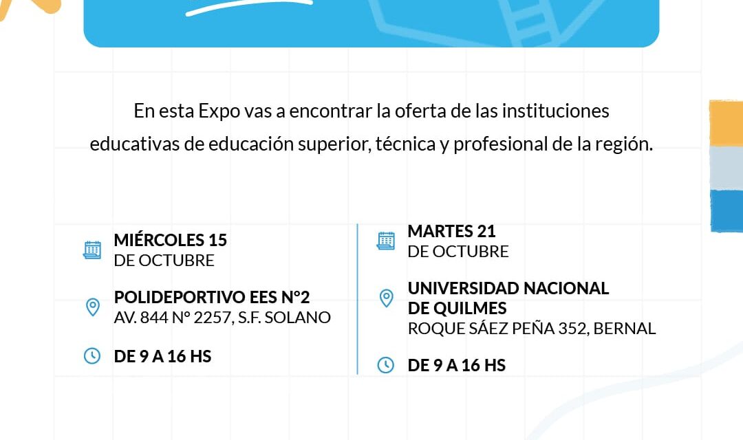 Llega otra edición de "Expo Quilmes Educa 2025" para alumnos secundarios