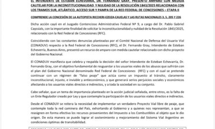 Intendente de Esteban Echeverría presenta amparo contra la resolución de la Concesión de Rutas Nacionales