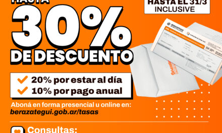 Beneficios para los berazateguenses que abonen sus tasas municipales por adelantado