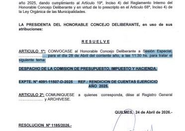 El HCD Quilmes trata la Rendición de Cuentas 2025