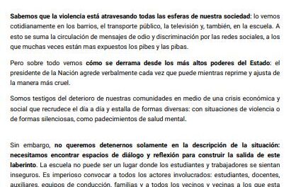 Solicitada: La escuela no está sola, estamos todos con ella