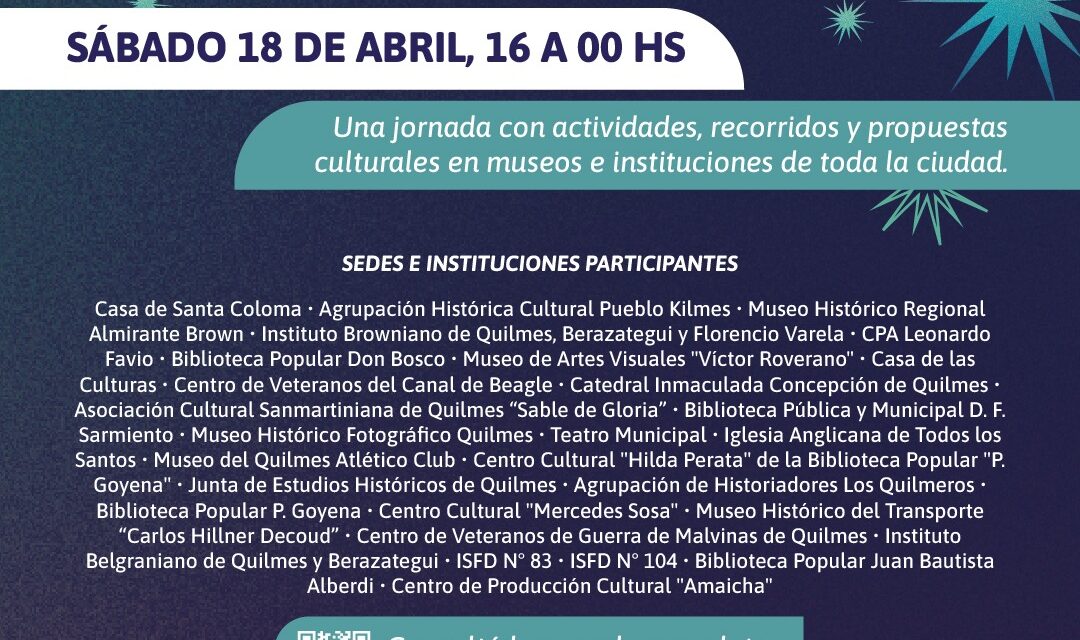 Este sábado llega una nueva edición de La Noche de los Museos e Instituciones "Quilmes 36="