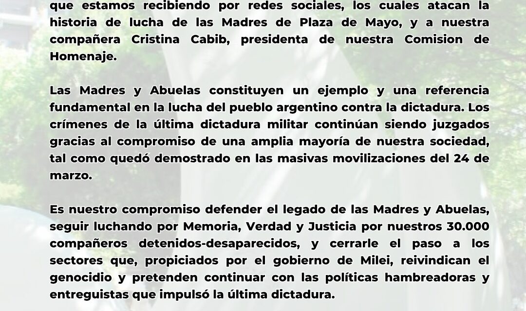 Mensajes de odio contra Madres de Plaza de Mayo de Quilmes