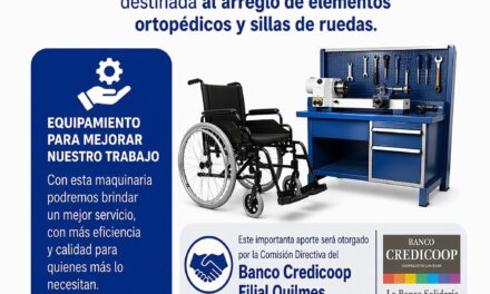 A.S.F.A.D recibe de maquinaria para reparar sillas de ruedas y elementos ortopédicos gracias a una donación del Banco Credicoop