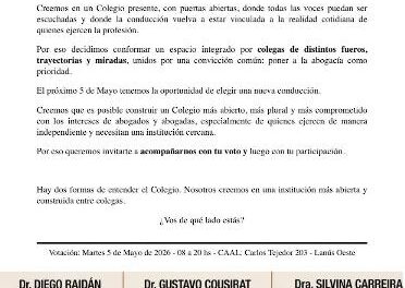 Elecciones en el Colegio de Abogados Avellaneda - Lanús: La lista 14 pide "abrir una nueva etapa"