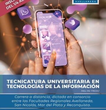 UTN abrió la inscripción a la Tecnicatura Universitaria en Tecnologías de la Información (TUTI)