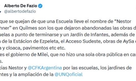 Con hechos, De Fazio puso en su lugar a quienes se “quejan” porque una escuela quilmeña sea rebautizada con el nombre de Néstor Kirchner