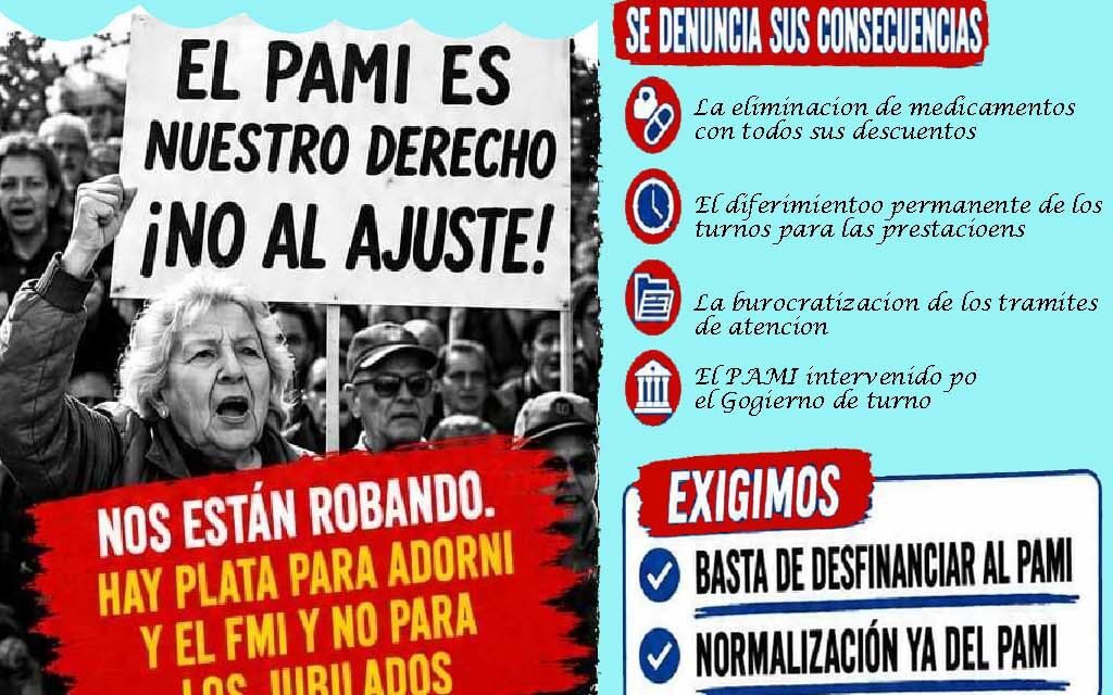 Jubilados convocan a concentración nacional frente al PAMI para el 21 de mayo contra el ajuste
