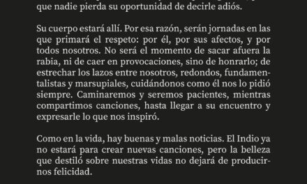 La familia del Indio: "La despedida va a durar lo que sea necesario, nadie se apure, todos van a despedirlo. Cuidemonos"