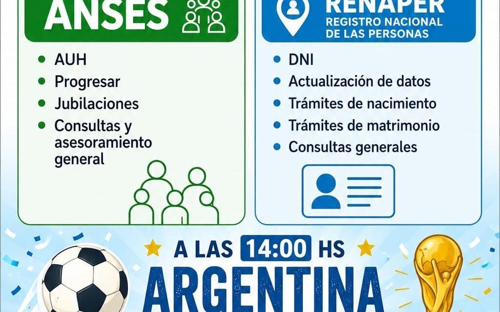 Lunes22: Operativo de ANSES y Renaper + pantalla gigante para Argentina - Austria en El Fortín Quilmes