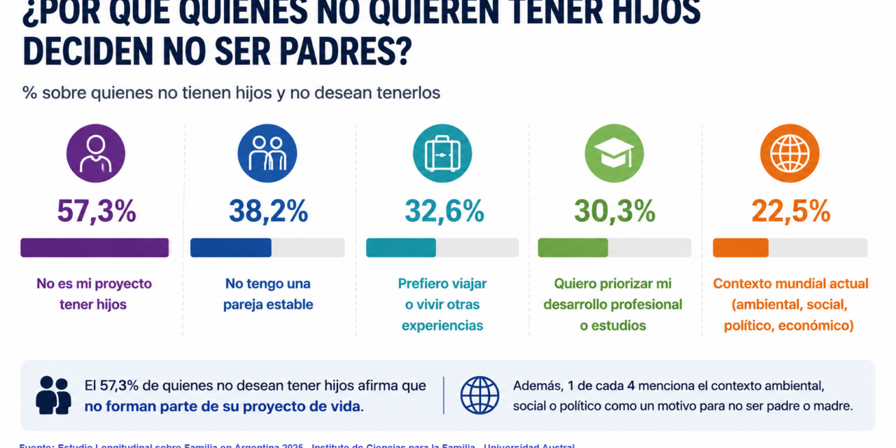 Solo el 46% de los argentinos considera muy importante tener hijos, frente al 77% de hace diez años
