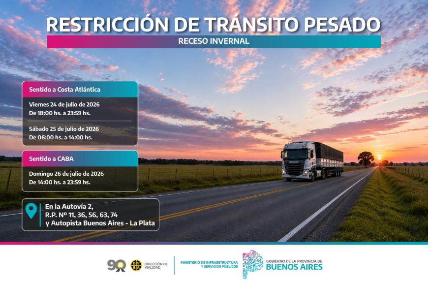 Restricción de tránsito pesado por Receso Invernal