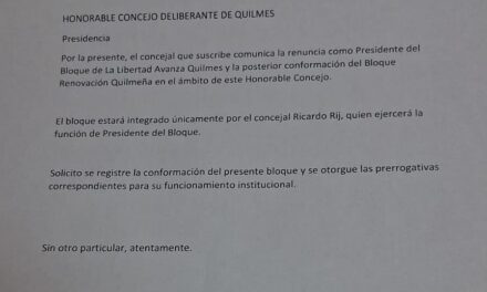 Adelanto: Se partió La Libertad Avanza en Quilmes, y Rij armó su propio bloque