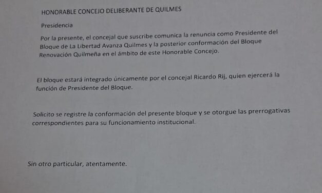 Se partió La Libertad Avanza en Quilmes, y Rij armó su propio bloque