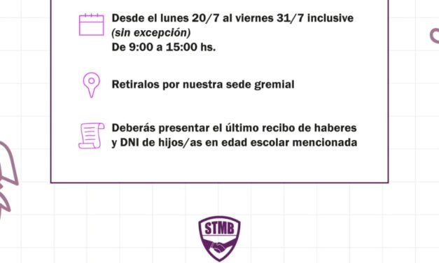 El Sindicato de Municipales de Berazategui entregará el refuerzo de kits de útiles escolares